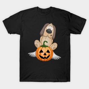 Male Dog on Flying Pumpkin T-Shirt